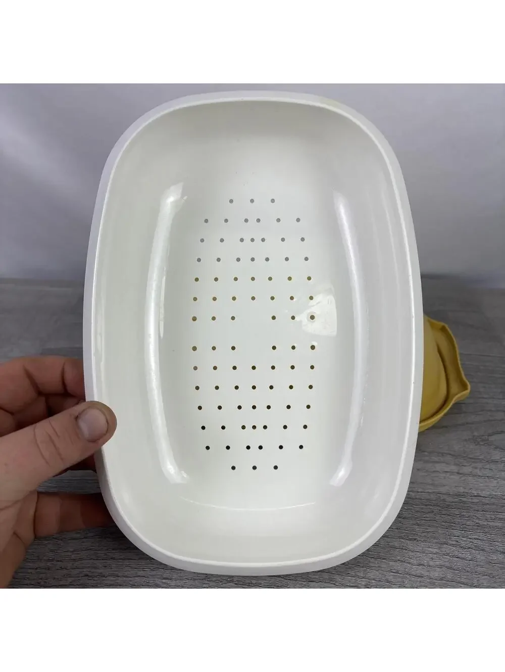 Tupperware Harvest Gold 3 Piece Microwave Vegetable Rice Steamer Strainer 1273-7